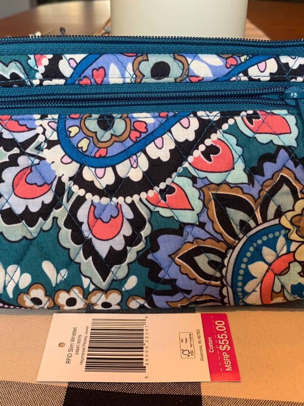 Vera Bradley Haymarket Paisley Slim Wristlet RFID NWT green jewel